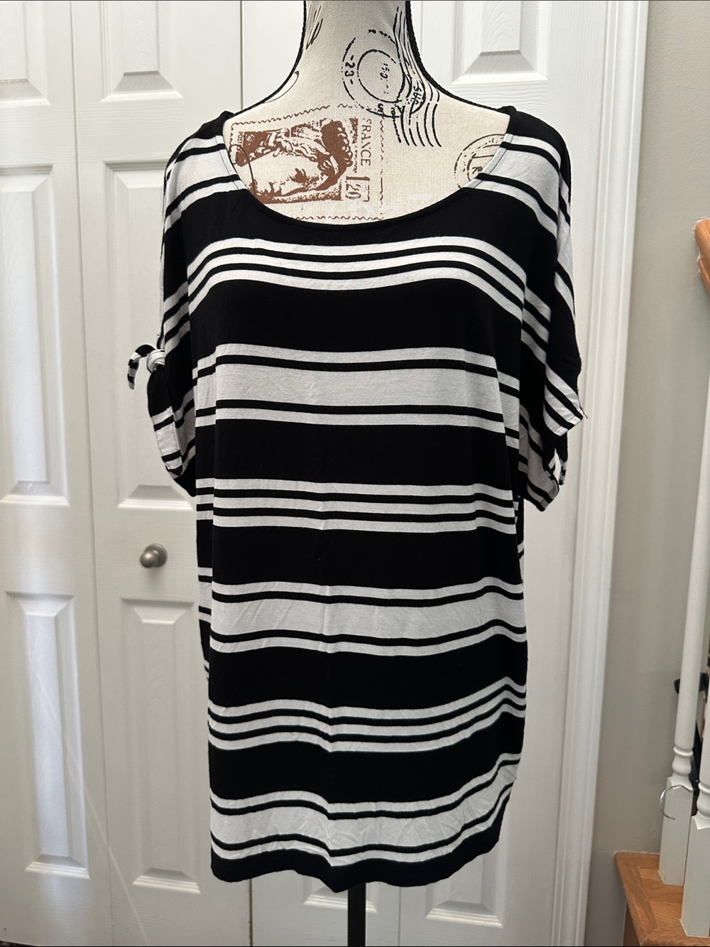 Calvin Klein Black and White Striped Short Sleeve Tee - 5/$25 Deal!